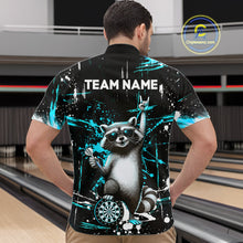 Load image into Gallery viewer, Custom Turquoise Funny Raccoon Dart Team Shirt for Men Dart Jersey Polo &amp; /4-Zip Dartboard Shirt Outfit DHT29