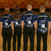 Load image into Gallery viewer, Custom Blue Funny Raccoon Dart Team Shirt for Men Dart Jersey Polo &amp; /4-Zip Dartboard Shirt Outfit DHT29