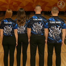 Load image into Gallery viewer, Personalized Blue Raccoon Bowling Shirt for Women Bowling Jersey League Polo &amp; 1/4-Zip Outfit QZT1014