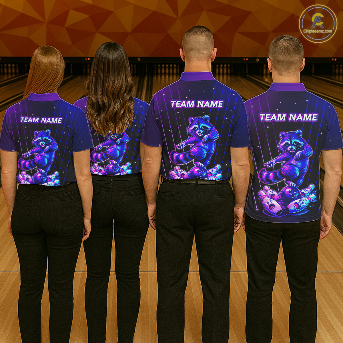 Neon Raccoon Bowling Shirt for Men Custom Bowling Team Jersey Polo & 1/4-Zip Bowling Outfit QZT848