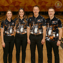 Load image into Gallery viewer, Custom Orange Funny Squirrel Bowling Shirt for Women Bowling Team League Polo &amp; Quarter-Zip QZT982