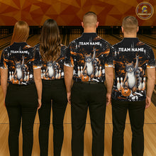 Load image into Gallery viewer, Custom Orange Funny Squirrel Bowling Shirt for Women Bowling Team League Polo &amp; Quarter-Zip QZT982