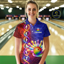 Load image into Gallery viewer, Personalized DNA Bowling Shirt for Women Bowling Team League Polo &amp; 1/4-Zip Bowling Gift QZT854