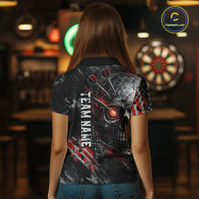 Load image into Gallery viewer, Personalized Skull Dart Team Shirt for Women Custom Red Dart Jersey Polo &amp; 1/4-Zip Dartboard Shirt Outfit DHT23