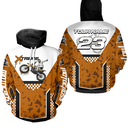 Orange Motocross Hoodie Dirt Bike Hoodie Kid Adults UPF30+ Custom Racing Sweatshirt MotoX MHT300