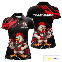 Load image into Gallery viewer, Custom Red Funny Autism Chicken Bowling Shirt for Women Bowling League Jersey QZT1018