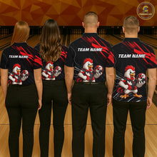 Load image into Gallery viewer, Custom Red Funny Autism Chicken Bowling Shirt for Women Bowling League Jersey QZT1018