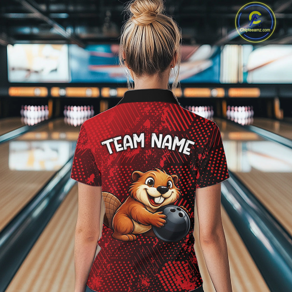 Funny Beaver Bowling Shirt for Women Custom Bowling Team Jersey Polo & Quarter-Zip Bowling Performance QZT985