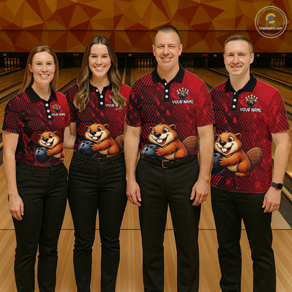 Funny Beaver Bowling Shirt for Women Custom Bowling Team Jersey Polo & Quarter-Zip Bowling Performance QZT985