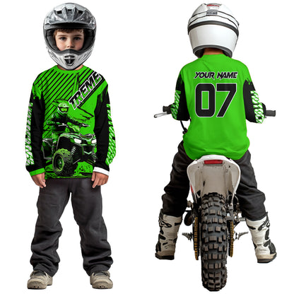 Green ATV Racing Jersey Upf30+ Custom Motocross Jersey Men Women Extreme Riding Shirt for Kids MHT200