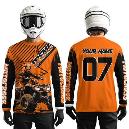 Orange ATV Racing Jersey Upf30+ Custom Motocross Jersey Men Women Extreme Riding Shirt for Kids MHT200