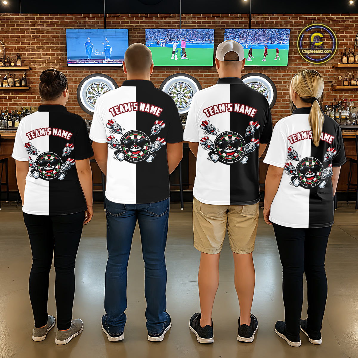 Custom Funny Dartboard Shirt for Women American Dart Shirt for Team Polo & 1/4-Zip Dart League DHT5