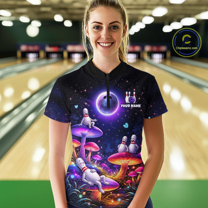 Mystic Bowling Night Garden Custom Bowling Team Shirt for Women Bowling Jersey Polo & Quarter-Zip QZT990