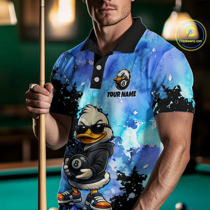 Custom Funny Duck Billiard Shirt for Men 8 Ball Billiard Team Jersey Pool Shirt Unisex BHT21