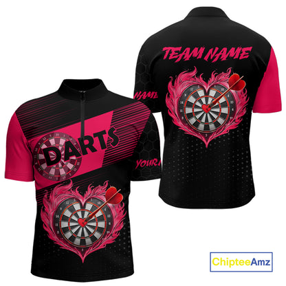 Personalized Pink Dart Shirt for Couples Valentine Dart Jersey for Men Dartboard Shirt for Team DHT9