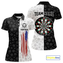 Load image into Gallery viewer, Custom Black &amp; White Skull Dart Shirt for Women American Flag Dart Jersey for Team Dartboard Shirts Gift DHT10