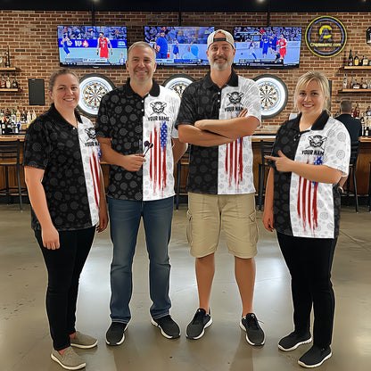 Custom Black & White Skull Dart Shirt for Women American Flag Dart Jersey for Team Dartboard Shirts Gift DHT10