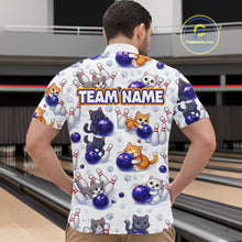 Load image into Gallery viewer, Custom Funny Cat Pattern Bowling Shirt Bowling Jersey League Polo &amp; 1/4Zip Bowling Team for Men QZT951