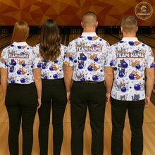 Load image into Gallery viewer, Custom Funny Cat Pattern Bowling Shirt Bowling Jersey League Polo &amp; 1/4Zip Bowling Team for Men QZT951