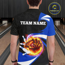 Load image into Gallery viewer, Personalized Blue Flame Demon Hand Bowling Shirt for Men Bowling Outfit Polo &amp; Quarter-Zip Bowling Jersey QZT867