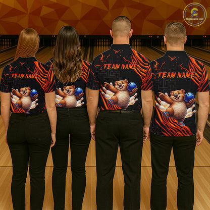 Orange Funny Wombat Bowling Shirt for Women Custom Bowling Jersey Polo & Quarter-Zip Bowling Outfit  QZT923