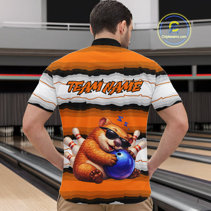 Custom Orange Wombat Bowling Shirt for Men Bowling League Jersey Polo & 1/4-Zip Bowling Outfit QZT925