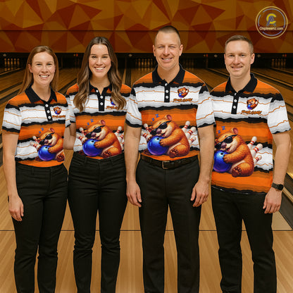 Custom Orange Wombat Bowling Shirt for Men Bowling League Jersey Polo & 1/4-Zip Bowling Outfit QZT925