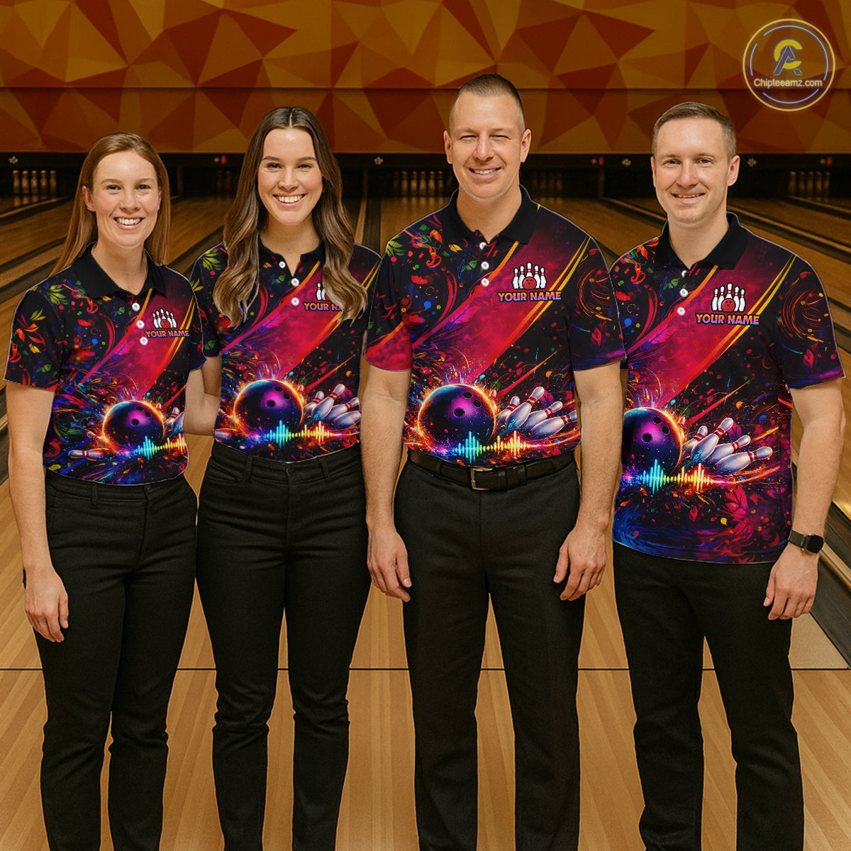 Custom Retro Music Bowling Shirt for Women Bowling Jersey Polo & 1/4-Zip Bowling Tournament QZT954