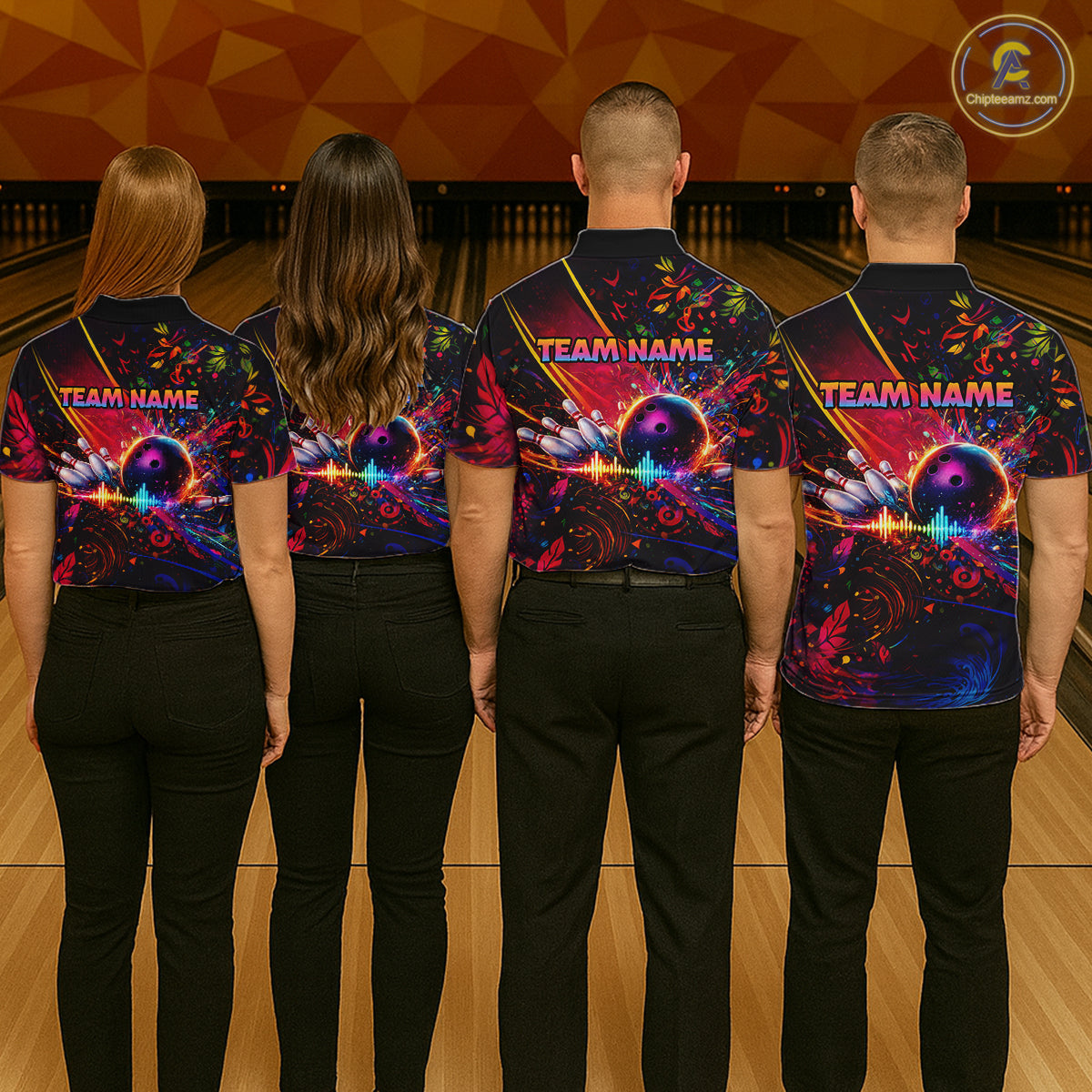 Custom Retro Music Bowling Shirt for Women Bowling Jersey Polo & 1/4-Zip Bowling Tournament QZT954