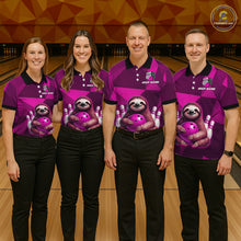 Load image into Gallery viewer, Pink Funny Sloth Bowling Shirt for Women Custom Bowling Jersey Polo &amp; Quarter-Zip Bowling Outfit QZT995
