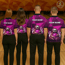 Load image into Gallery viewer, Pink Funny Sloth Bowling Shirt for Women Custom Bowling Jersey Polo &amp; Quarter-Zip Bowling Outfit QZT995