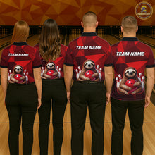 Load image into Gallery viewer, Red Funny Sloth Bowling Shirt for Men Custom Bowling Jersey Polo &amp; Quarter-Zip Bowling Outfit QZT995
