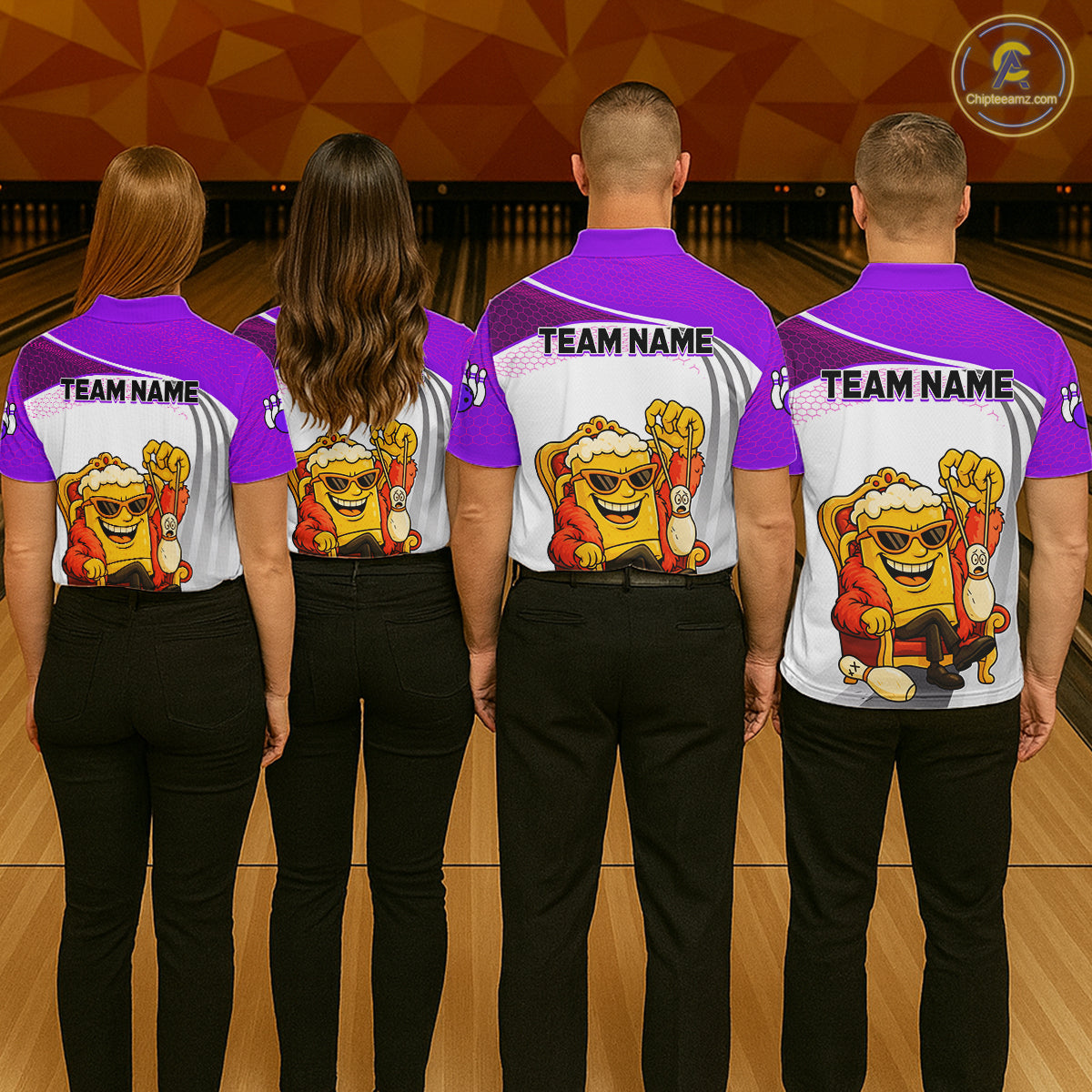 Custom Funny Purple Beer Polo Bowling Team Shirt for Women Quarter-Zip Bowling Jersey Outfit QZT820