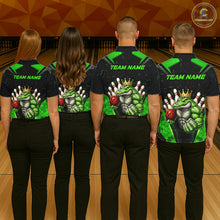 Load image into Gallery viewer, Custom Funny Green Crocodile Bowling Shirt Alligator Bowling Jersey for Women Polo &amp; 1/4 Zip QZT823