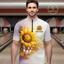 Load image into Gallery viewer, Custom Gradient Sunflower Bowling Shirt for Men Bowling Team Jersey Polo &amp; Quarter-Zip QZT963