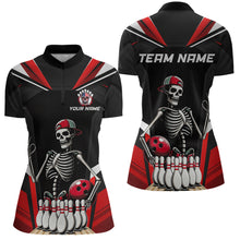 Load image into Gallery viewer, Red Funny Skeleton Bowling Shirt Personalized Bowing Jersey for Women Bowling Team QZT828