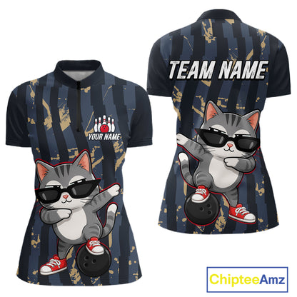 Two views of a sports jersey with a cat design and 'Team Name' text, featuring the brand 'Chiptee Amz'.