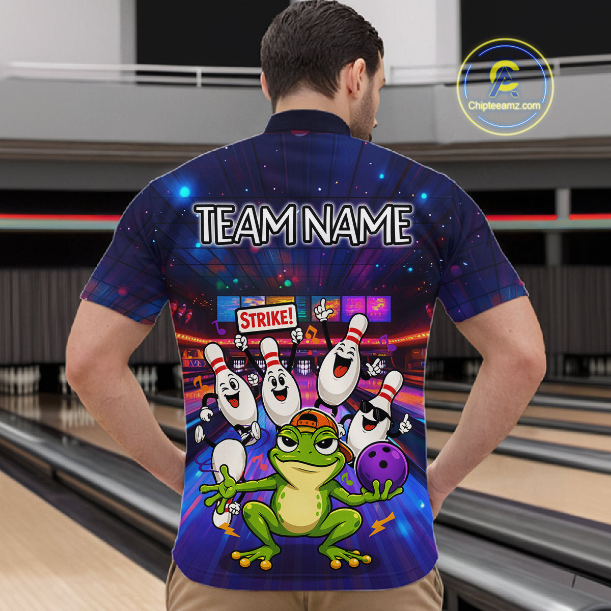 Custom Funny Frog Bowling Shirt for Men Polo & Quarter-Zip Bowling Team Jersey League QZT1006