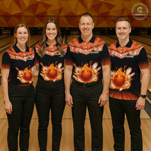 Load image into Gallery viewer, Orange Flame Bowling Team Shirt Customized Polo &amp; Quarter-Zip Bowling Team Jersey for Men QZT838
