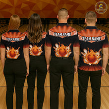 Load image into Gallery viewer, Orange Flame Bowling Team Shirt Customized Polo &amp; Quarter-Zip Bowling Team Jersey for Men QZT838