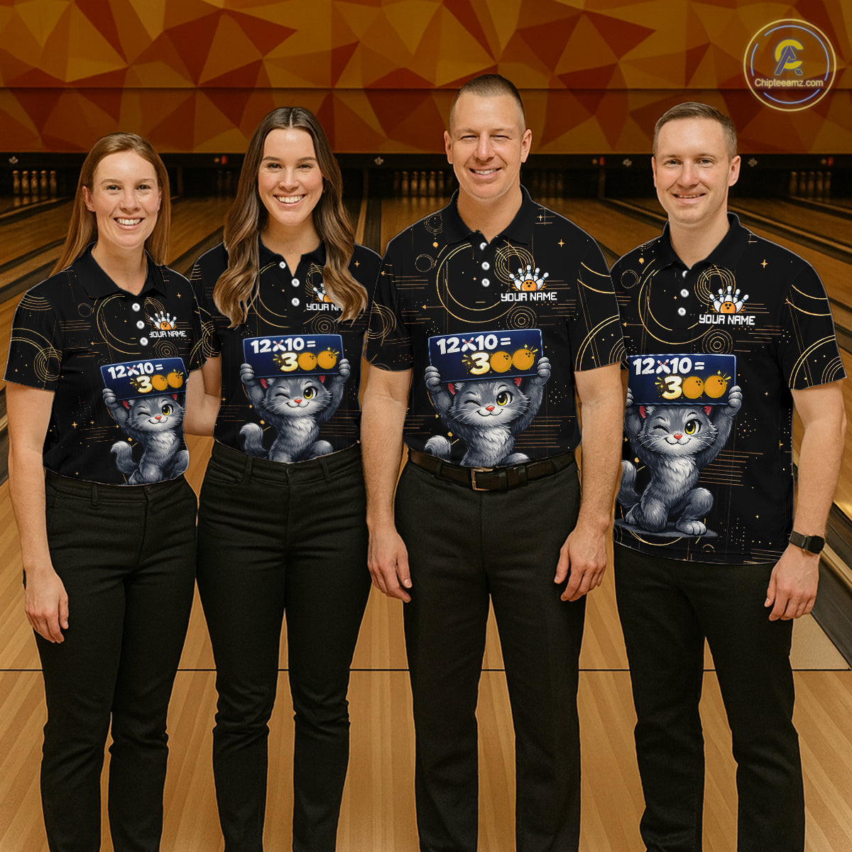 Custom Funny Cat Bowling Math Shirt Polo & 1/4-Zip Bowling League Jersey Bowling Outfit for Women QZT927