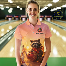 Load image into Gallery viewer, Custom Sunset Raccoon Bowling Team Shirt for Women Bowling Jesey Polo &amp; Quarter-Zip QZT977