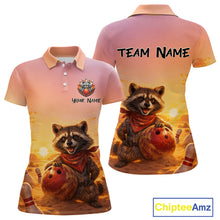 Load image into Gallery viewer, Custom Sunset Raccoon Bowling Team Shirt for Women Bowling Jesey Polo &amp; Quarter-Zip QZT977