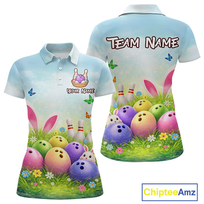 Funny Easter Bowling Shirt Custom Bowling Team Jersey for Women Polo & 1/4 Zip QZT979