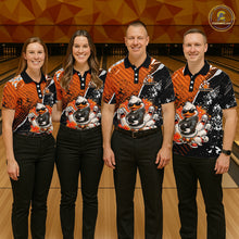 Load image into Gallery viewer, Custom Orange Funny Duck Bowling Team Shirt for Women Bowling League Jersey Polo &amp; Quarter-Zip QZT895