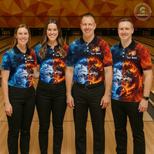 Load image into Gallery viewer, Fire and Ice Wolf Bowling Team Shirt Custom Bowling League Jersey for Men Bowling Polo &amp; 1/4-Zip QZT937