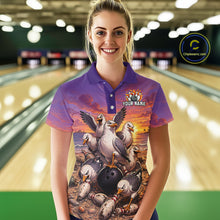 Load image into Gallery viewer, Custom Sunset Funny Gull Team Bowling Shirt for Women Bowling League Jersey Polo &amp; Quarter-Zip QZT1017