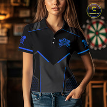 Load image into Gallery viewer, Personalized Blue Dart Team Shirt for Women Custom Dart Jersey Polo &amp; 1/4-Zip Dartboard Outfit DHT16