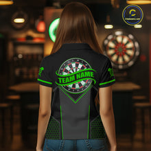 Load image into Gallery viewer, Personalized Green Dart Team Shirt for Women Custom Dart Jersey Polo &amp; 1/4-Zip Dartboard Outfit DHT16