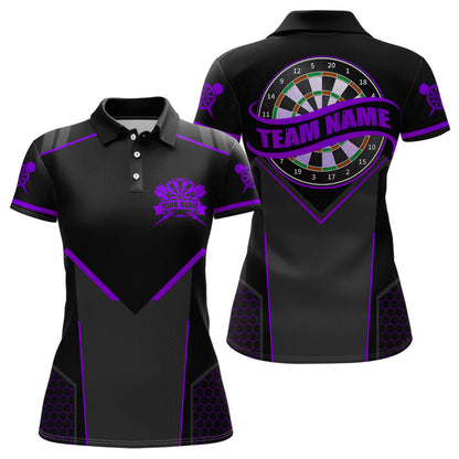 Personalized Purple Dart Team Shirt for Women Custom Dart Jersey Polo & 1/4-Zip Dartboard Outfit DHT16